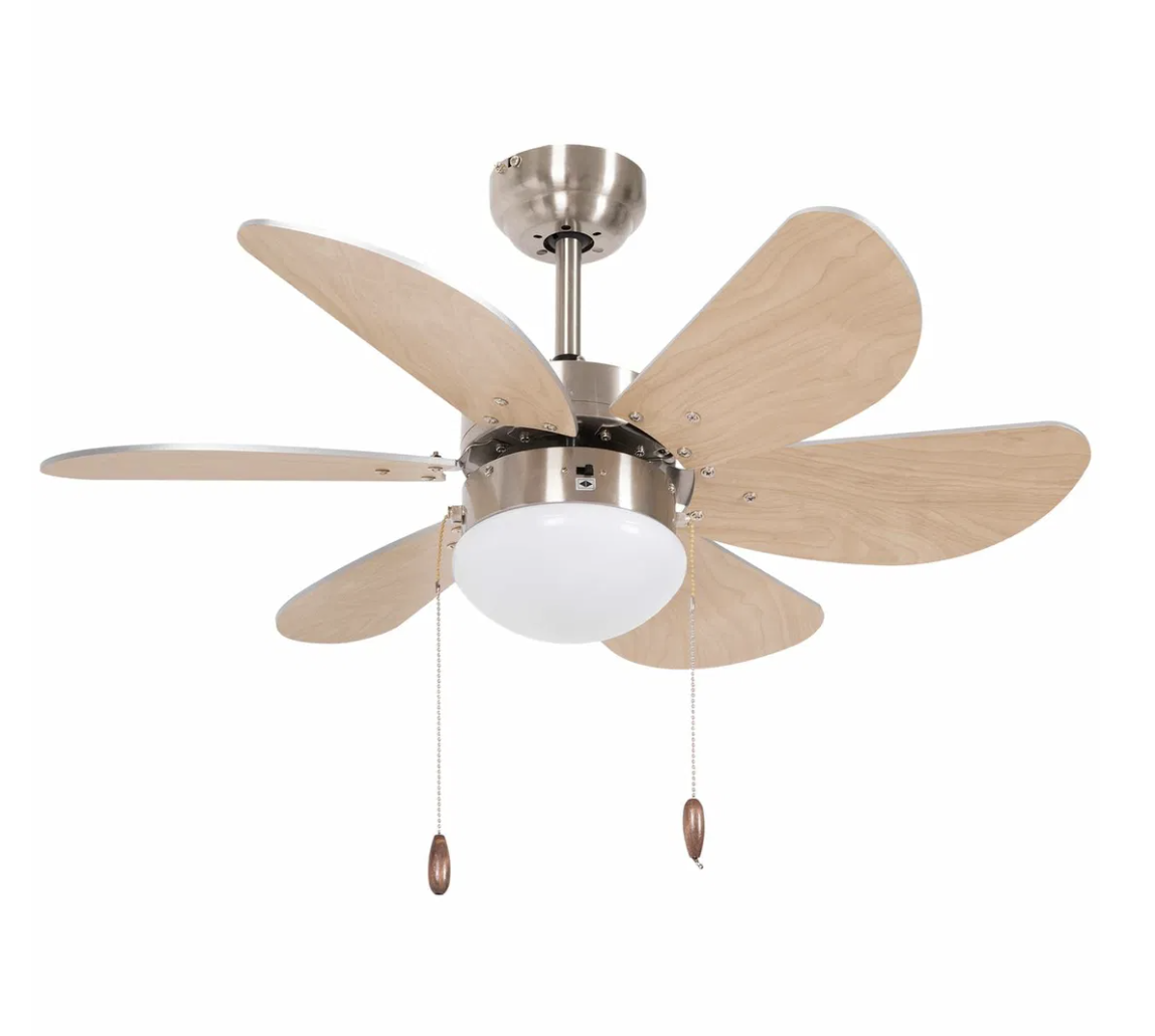 Takfläkt med LED-belysning och vändbara blad